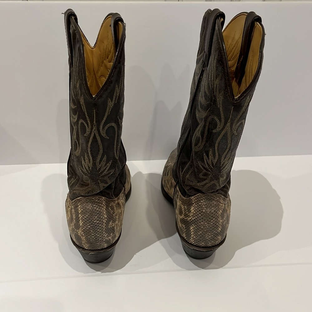 Men’s Durango Python Cream and Gray Cowboy Boots, Vintage - Picture 4 of 8
